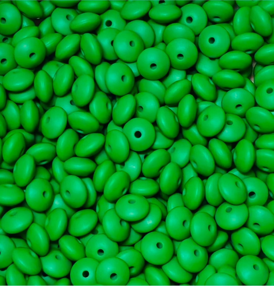 New 1 Count 12mm Silicone Solid Lentil Spacer Beads Craft Supplies Multiple Colors