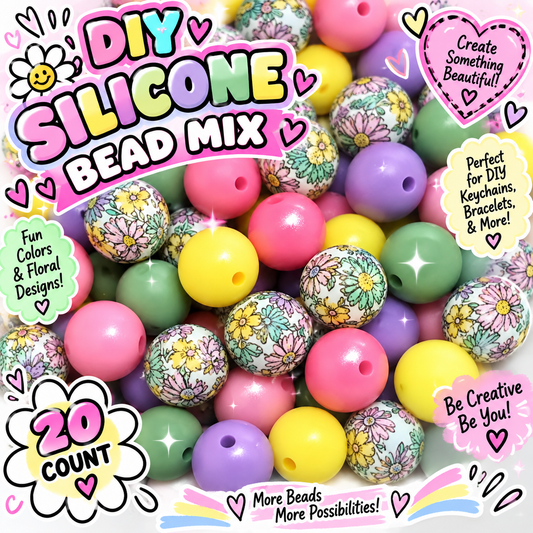 New Fall Flowers Pastel Bead Mix DIY Beads 20 Count. Craft Supplies
