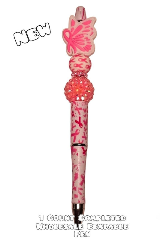 Wholesale 1 Count Beadable Pen Cancer Awareness