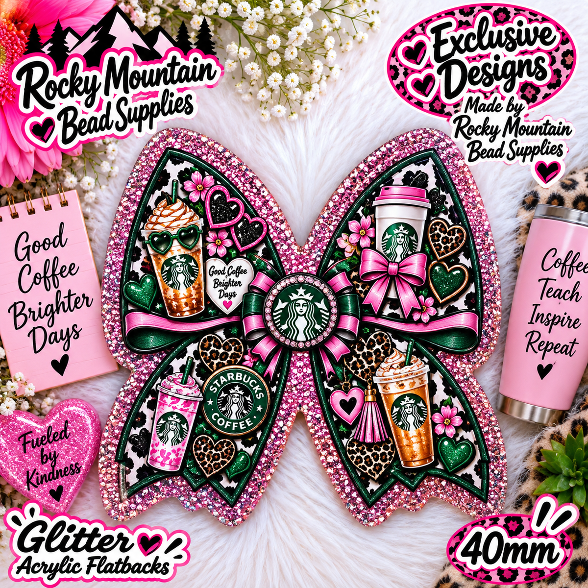 Shop Exclusive 1 Count Custom Exclusive Glitter Acrylic Flatback 40mm