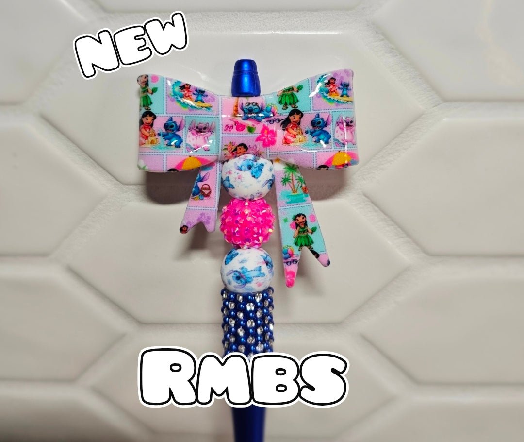 1 Count Custom Character Large Bow Beadable Pen Shop Exclusive Powder Puff Girls Lilo Stitch