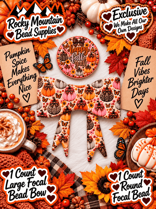 New Shop Exclusive 1 Count Large Silicone Bow 1 Count Focal Bead Round Happy Fall Yall