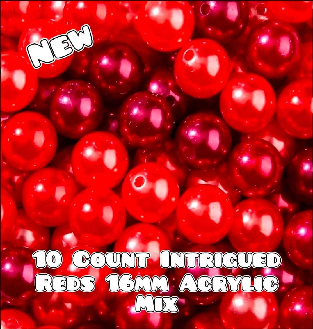New Matte Pearl Intrigued Reds ACRYLIC SHIMMER Beads Craft Supplies 16MM 10 Count MIX