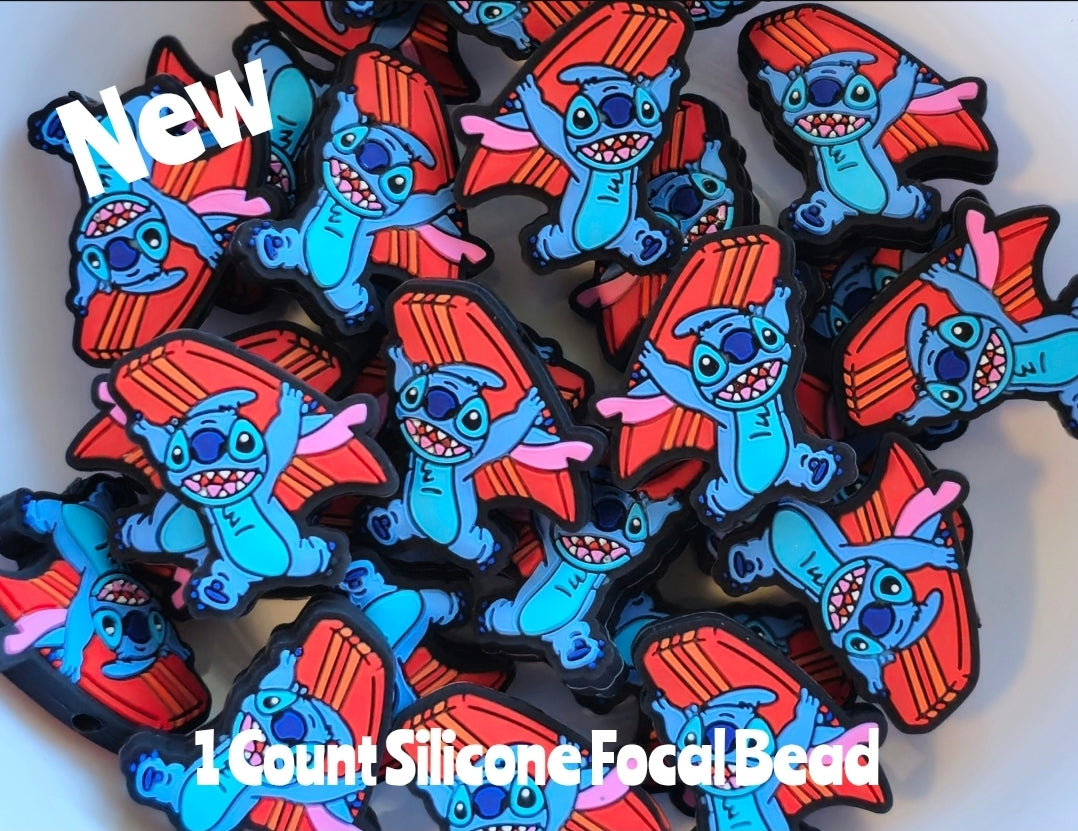 New Silicone Stitch Surf Board Focal Beads 1 Count DIY Bead Supplies