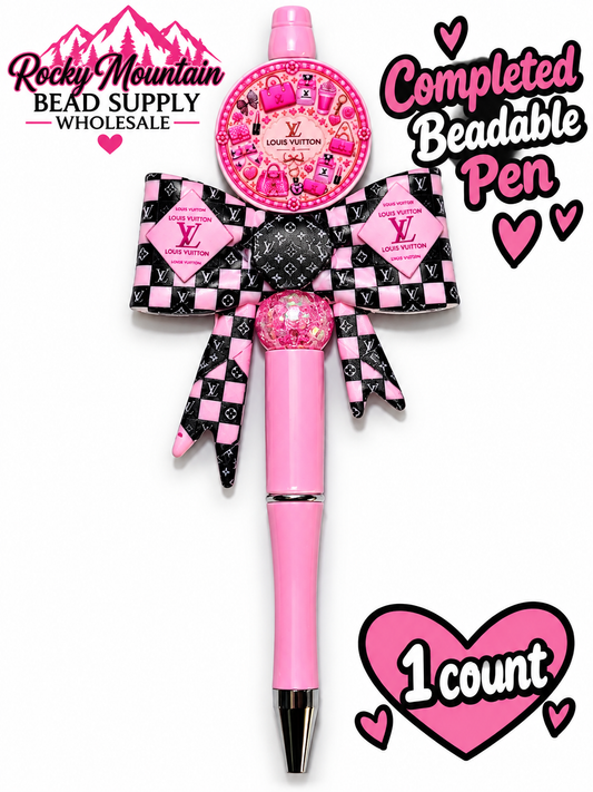 New 1 Count Completed Beadable Pen Exclusive Design  Wholesale LV PINK