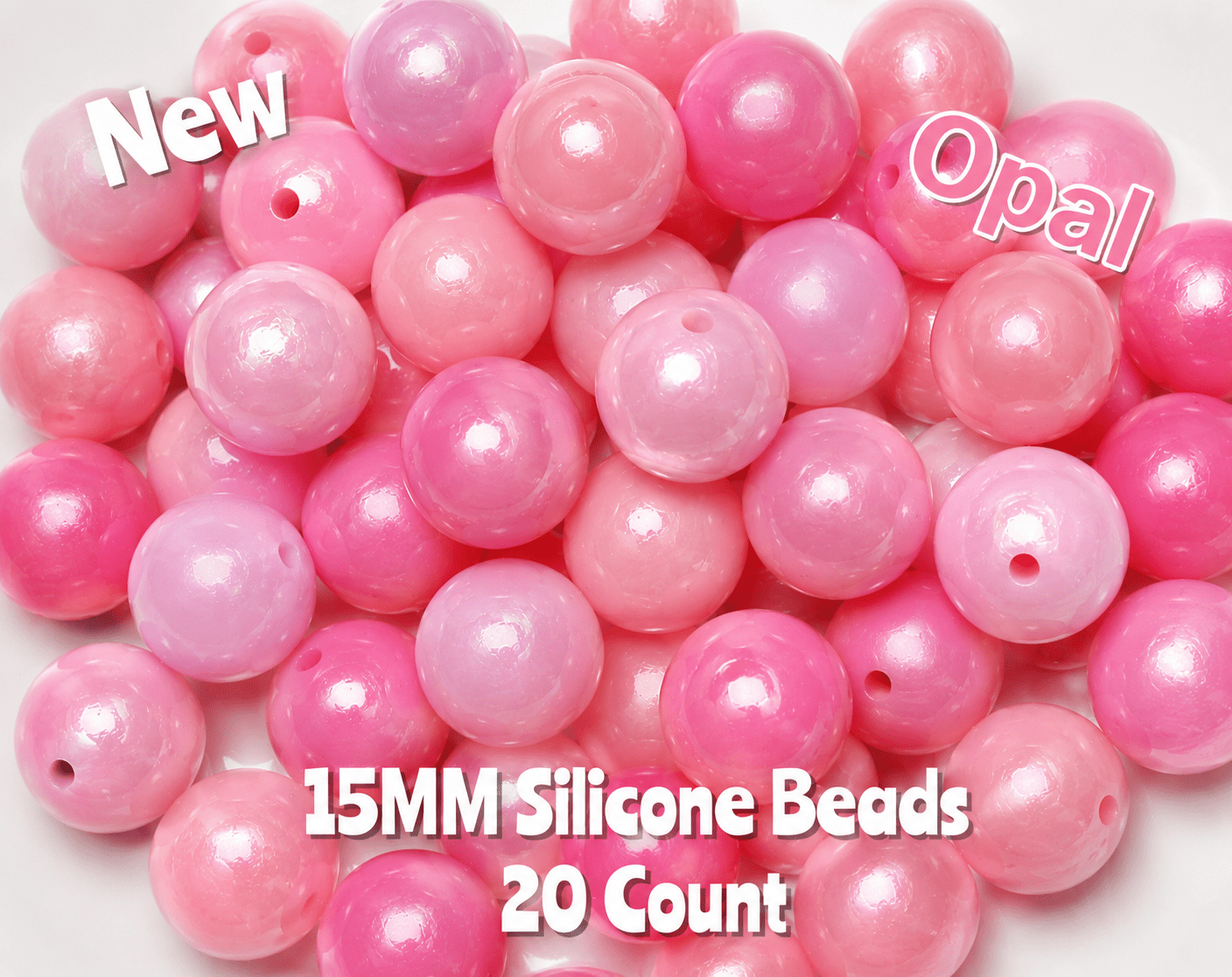 New 20 Count 15mm Silicone Opals Beads Pinks peachy tones