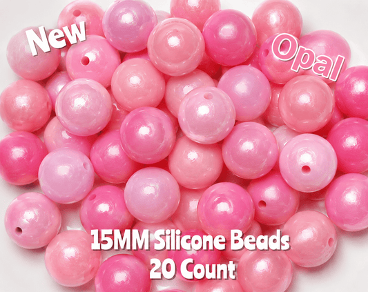 New 20 Count 15mm Silicone Opals Beads Pinks peachy tones