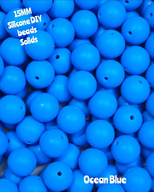 15mm DIY Silicone Solids 1 Count Ocean Blue