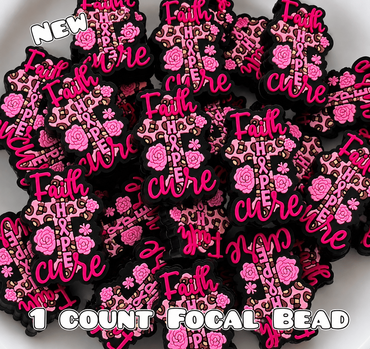 New 1 Count Focal Bead Breast Cancer