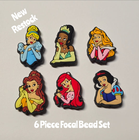 DIY Focal Bead 6 Count Craft Supplies Character Princess Cinderella Beauty Ariel