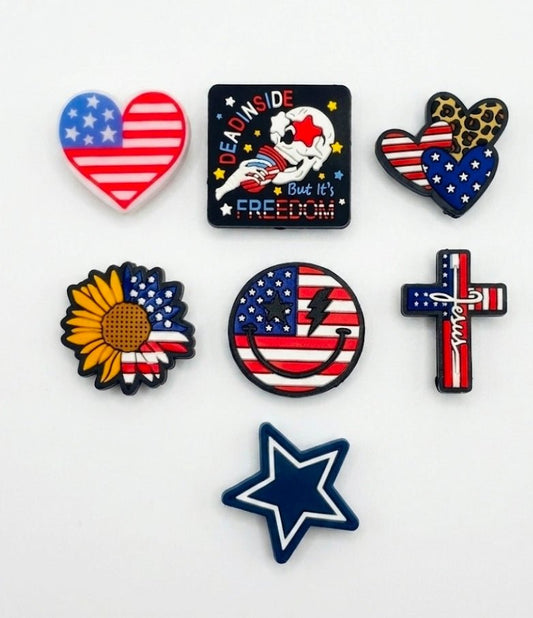 1 Count Focal Bead Patriotic America