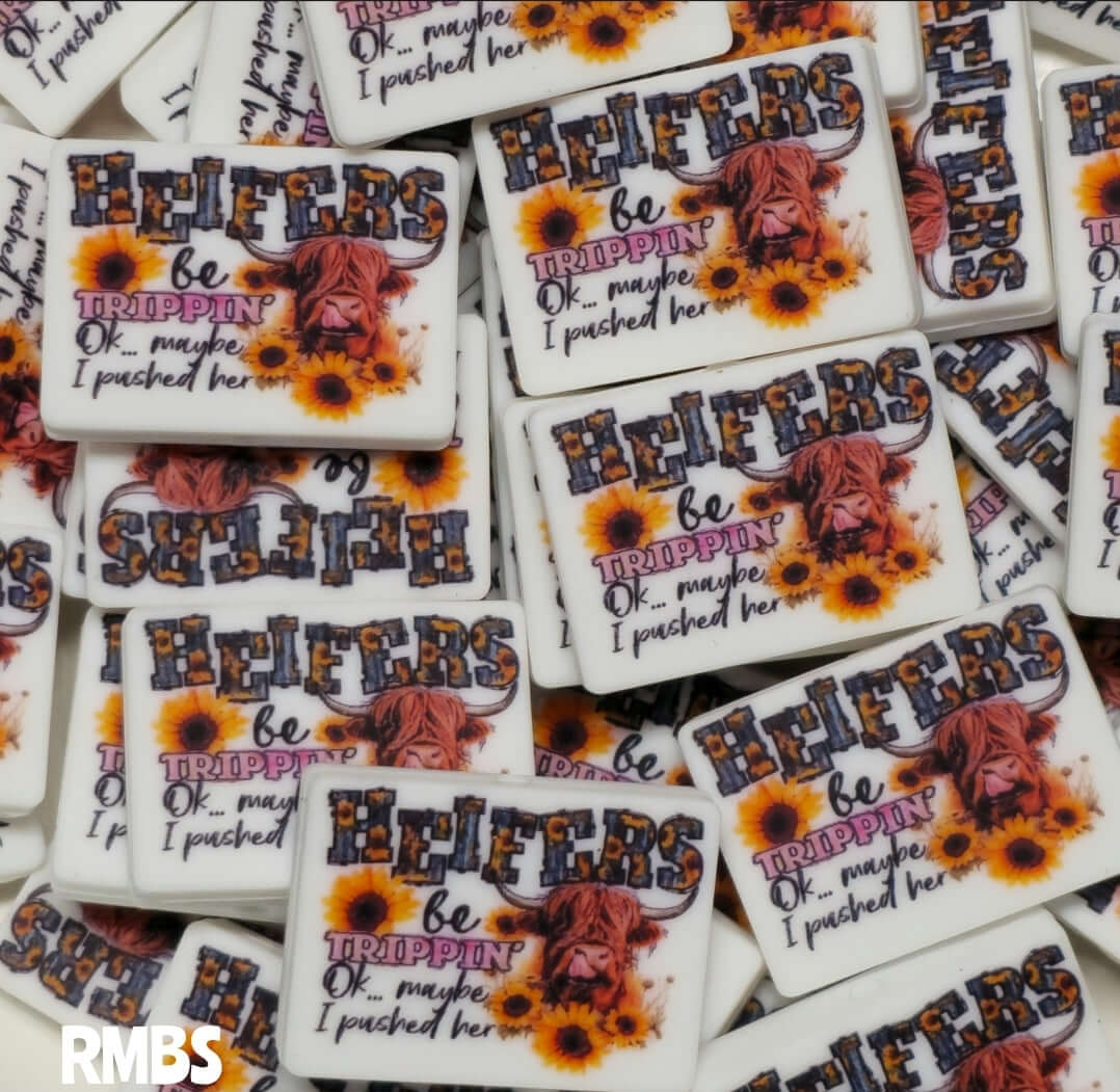 DIY Silicone Printed Focal Beads - 1 Count Bead Charms Craft Supplies Cow Heifer Be Trippin
