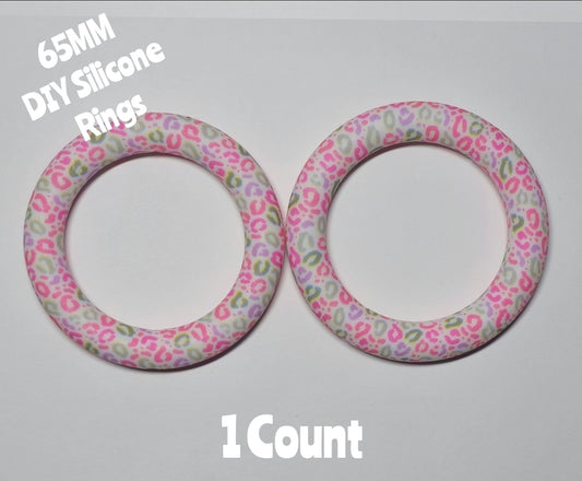 1 Count DIY 65MM Silicone Rings Craft Supplies Beadable Blanks Light Leopard