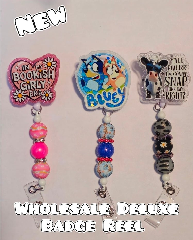 Wholesale Beadable Completed Badge Reels 360 alligator clip