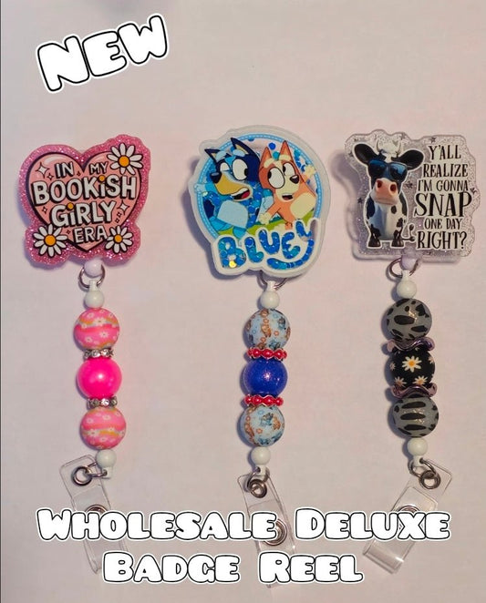 Wholesale Beadable Completed Badge Reels 360 alligator clip