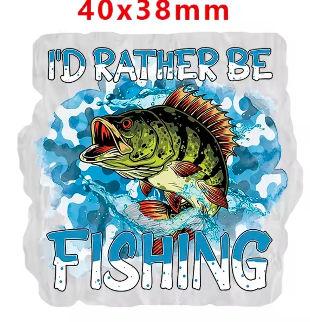 Glitter Acrylic Flatback- Acrylic Planer Resin Charm Rather Be Fishing