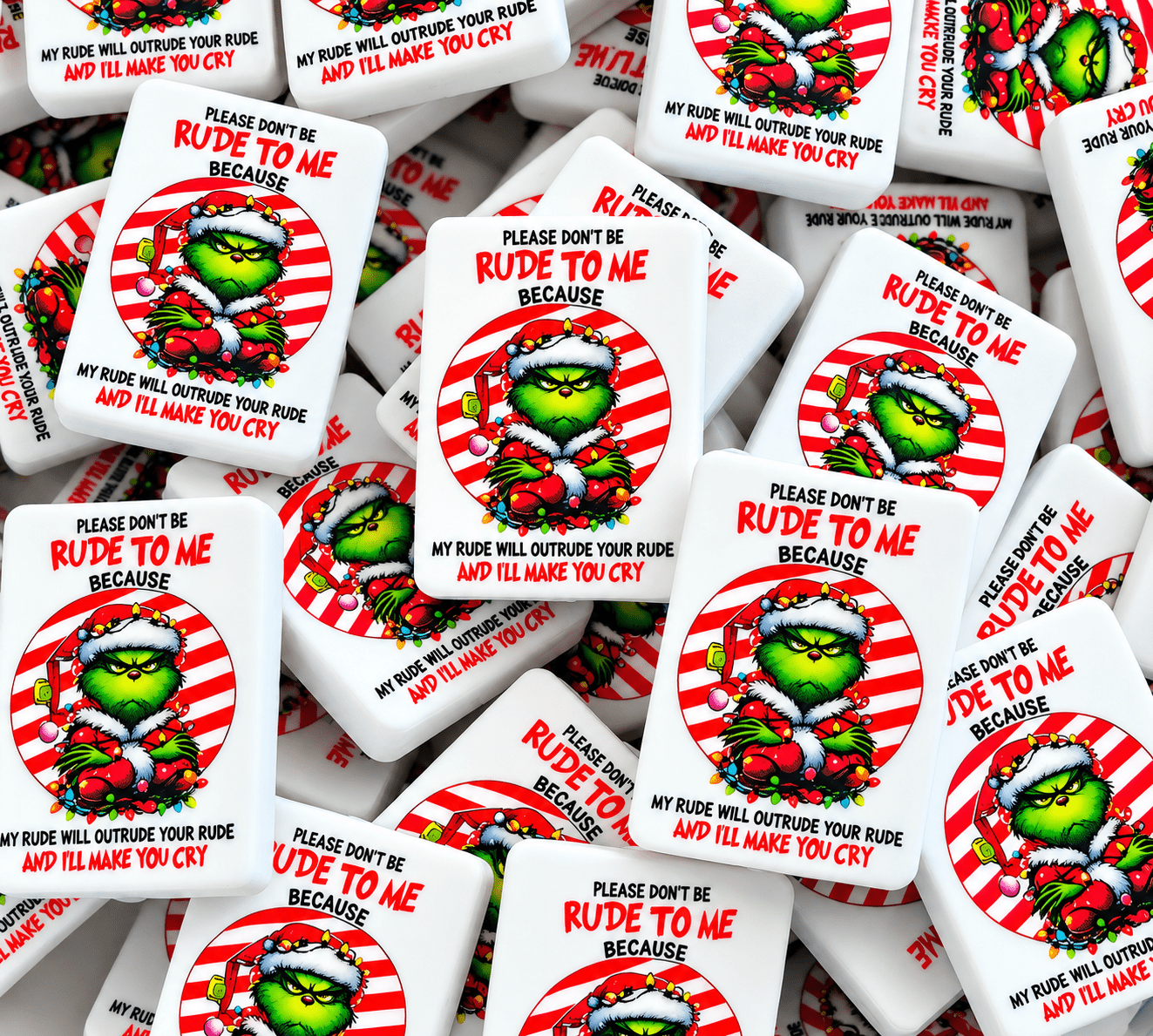 New Shop Made 1 Count Printed Silicone Focal Bead Grinch