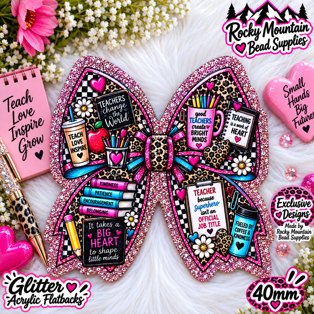Shop Exclusive 1 Count Custom Exclusive Glitter Acrylic Flatback 40mm