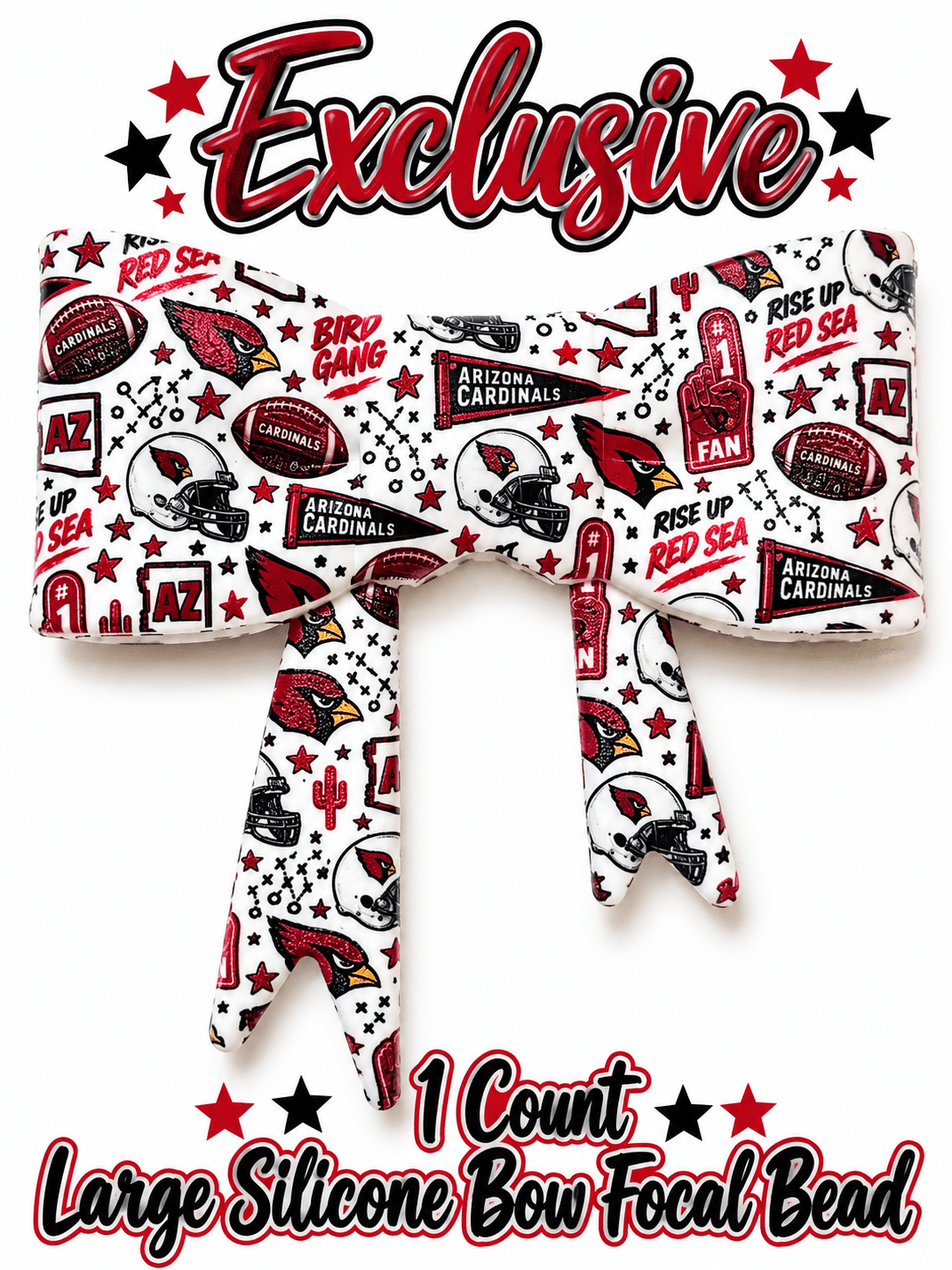 New Shop Exclusive 1 Count Large Silicone Bow FOOTBALL CARDINALS