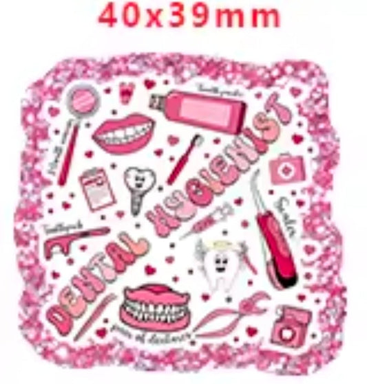 Glitter Acrylic Flatback- Acrylic Planer Resin Charm- Dental Hygienest