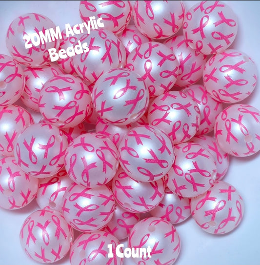 1 Count 20MM DIY Acrylic Beads Cancer Ribbons Craft Supplies
