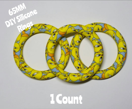 1 Count DIY 65MM Silicone Rings Craft Supplies Beadable Blanks Tweety Bird
