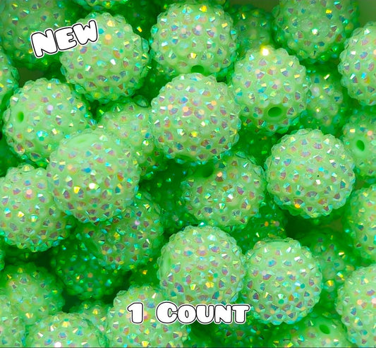 20MM New 1 Count Acrylic Rhinestone Beads PASTEL GREEN