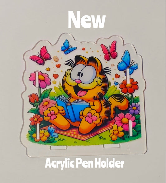 NEW Acrylic Pen Holder Box 1 Count Garfield.  Read description for directions and special handling.