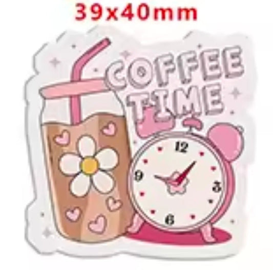 Glitter Acrylic Flatback- Acrylic Planer Resin Charm- Coffee Time