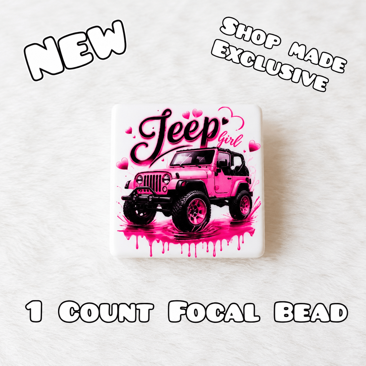 New 1 Count Focal Bead Jeep Girl. Pen is example bead only