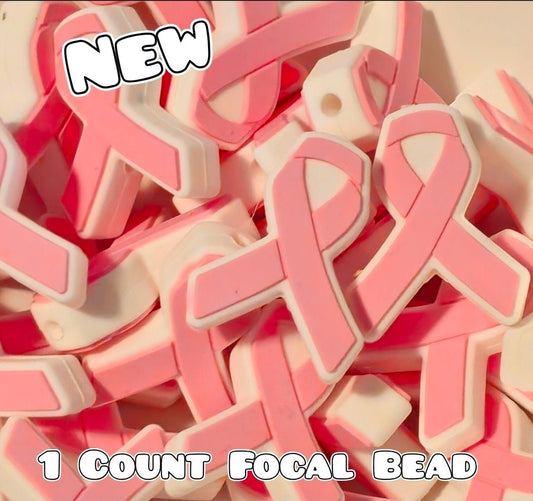 1 Count Focal Bead Breast Cancer Ribbons