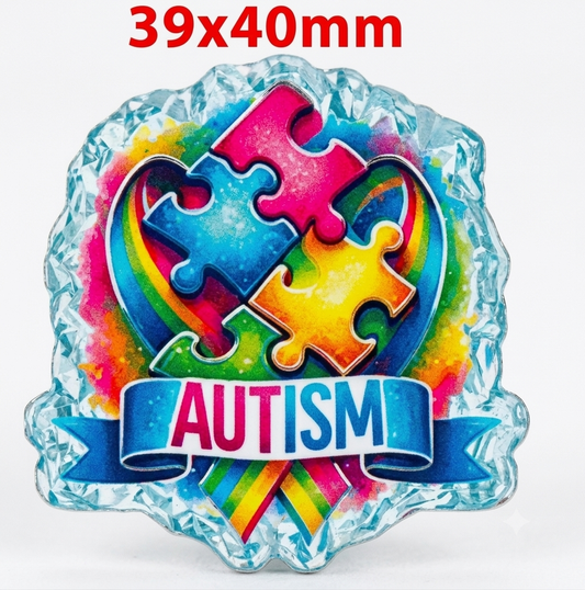 Glitter Acrylic Flatback- Acrylic Planer Resin Charm Autism