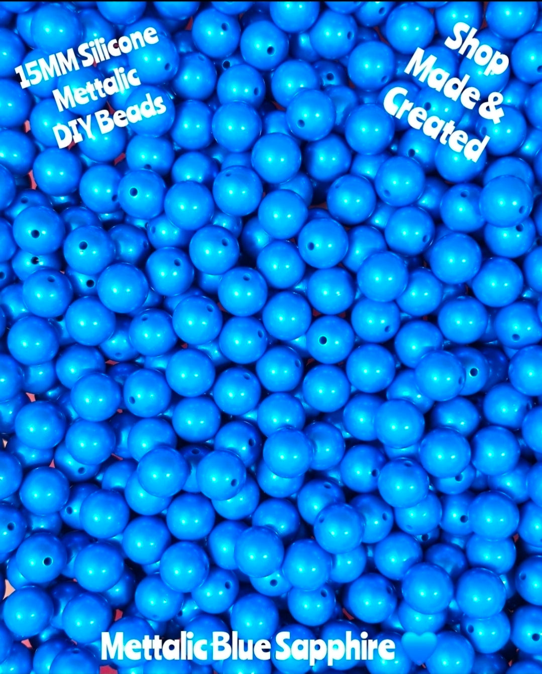 NEW 15mm DIY Silicone Beads Mettalics 1 Count ROYAL BLUE SAPPHIRE