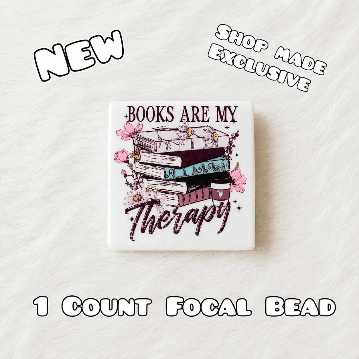 New 1 Count Focal Bead Books are my therapy. Pen is example bead only