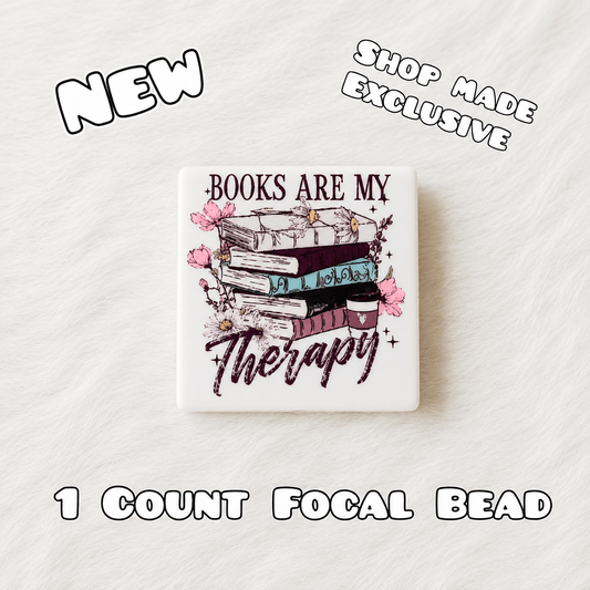 New 1 Count Focal Bead Books are my therapy. Pen is example bead only