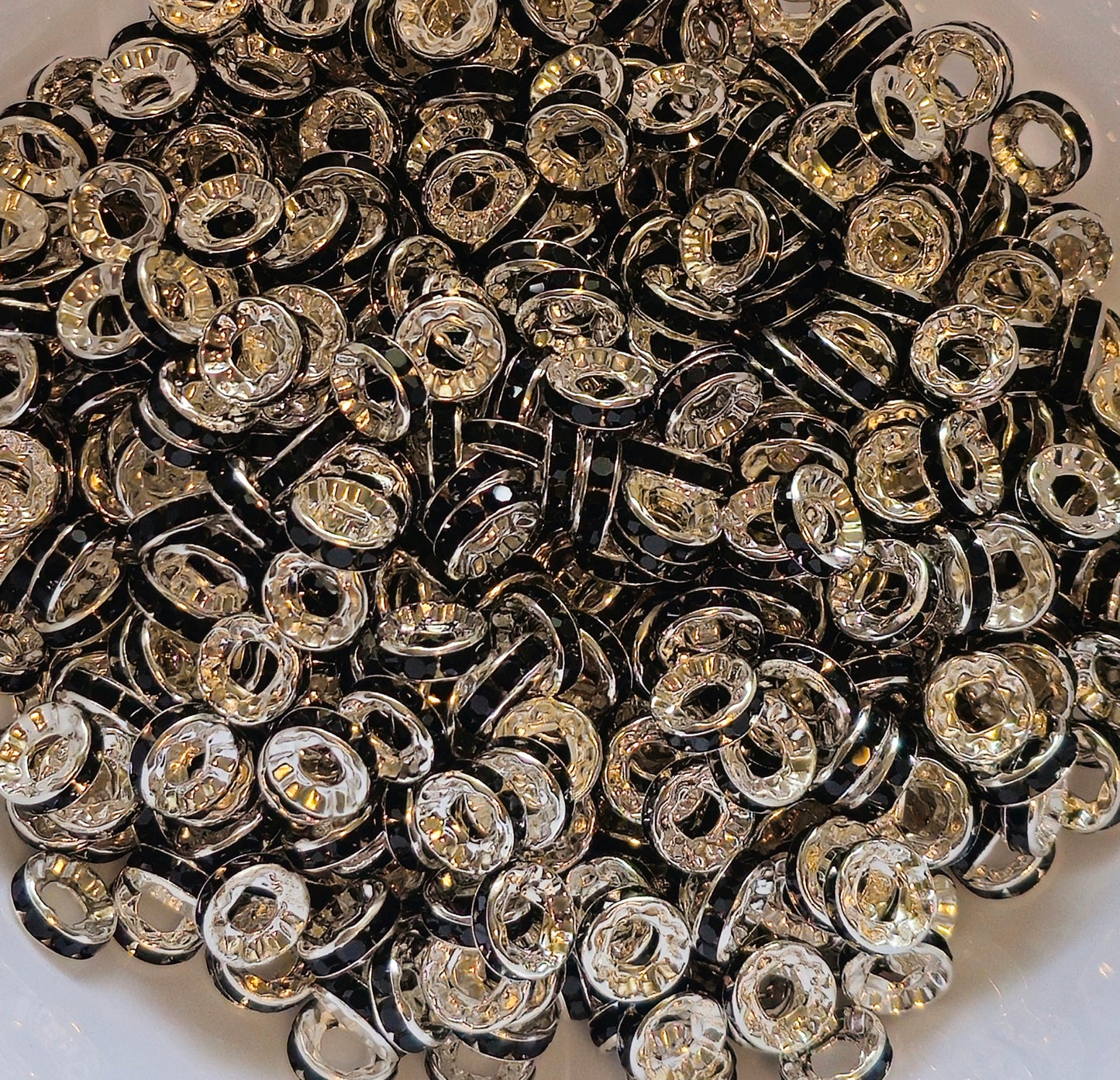 10 Count DIY 10MM Large Hole Rhinestone Spacers Beads Craft Supplies