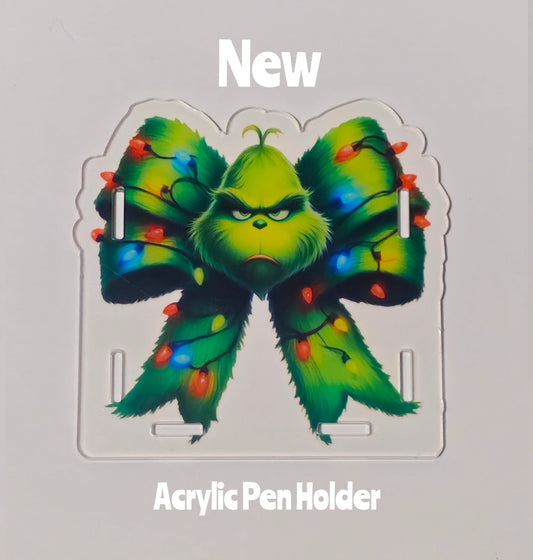 NEW Acrylic Pen Holder Box 1 Count Grinch.  Read description for directions and special handling.