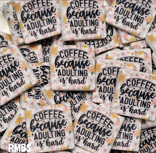 DIY Silicone Printed Focal Beads - 1 Count Bead Charms Craft Supplies Coffee Adulting Is Hard