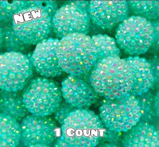 20MM New 1 Count Acrylic Rhinestone Beads PASTEL MINT