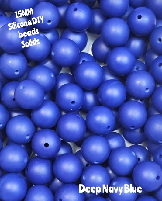 15mm DIY Silicone Solids 1 Count Deep Navy Blue