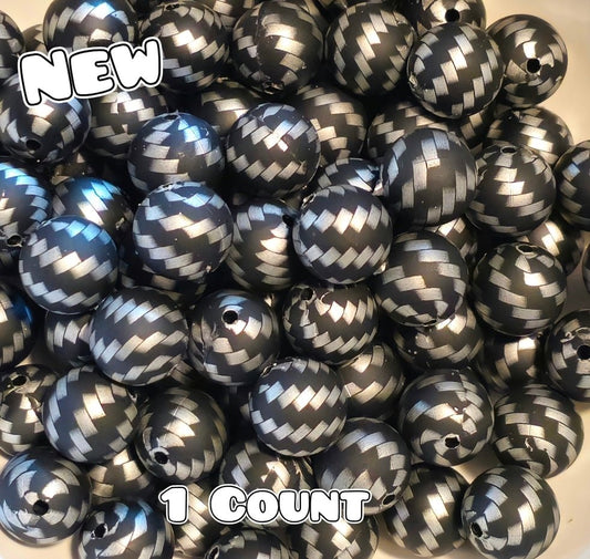 New 1 Count DIY Silicone Beads 15mm printed Basket Weeve