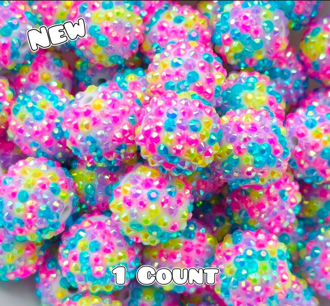 20MM New 1 Count Acrylic Rhinestone Beads Multi Pastel