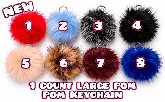 Large 1 Count Faux Fur Pom Pom Keychain