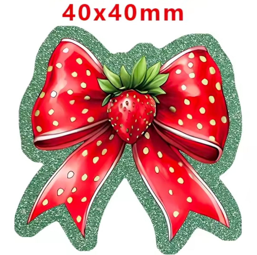 Glitter Acrylic Flatback- Acrylic Planer Resin Charm Strawberry Bow