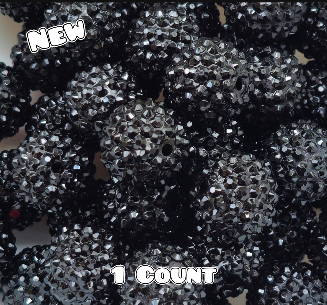New 1 Count Acrylic Rhinestone Beads BLACK