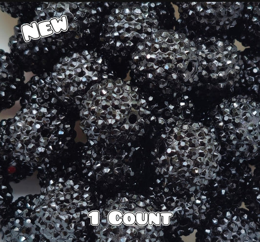 New 1 Count Acrylic Rhinestone Beads BLACK