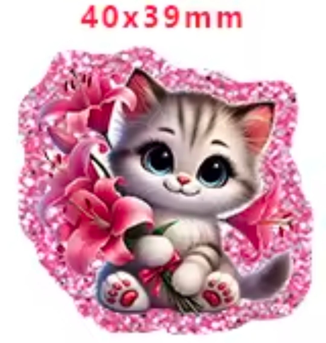 Glitter Acrylic Flatback- Acrylic Planer Resin Charm Cat