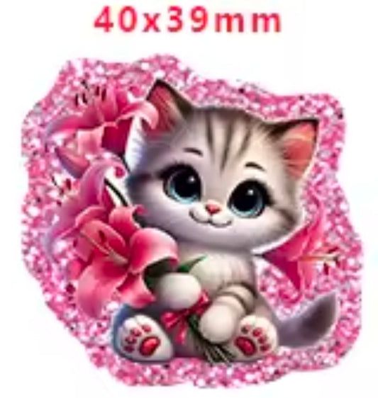 Glitter Acrylic Flatback- Acrylic Planer Resin Charm Cat