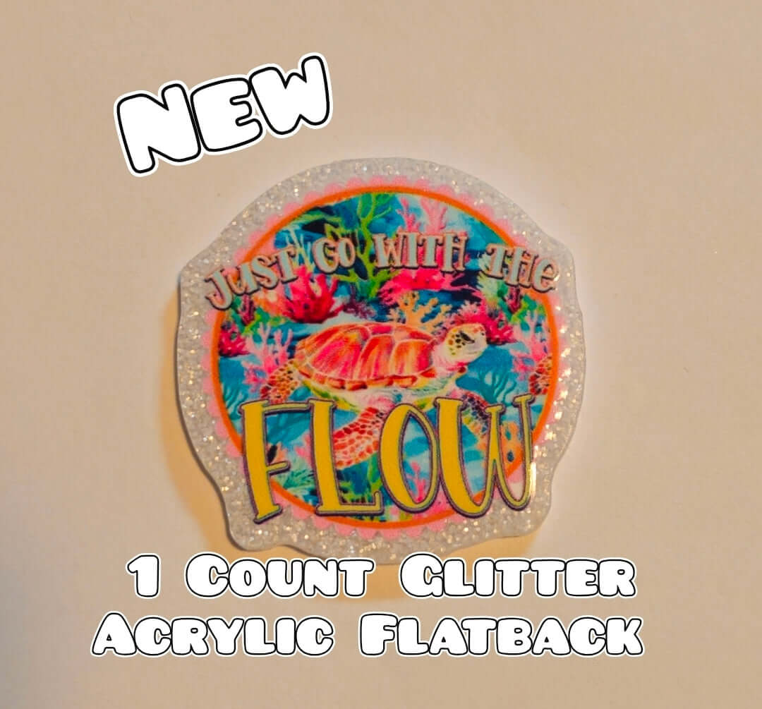 Glitter Acrylic Flatback- Acrylic Planer Resin Charm- Turtle
