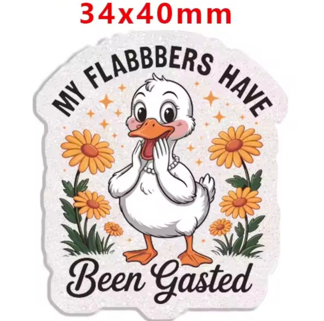 Glitter Acrylic Flatback- Acrylic Planer Resin Charm Goose My Flabbers been gasted